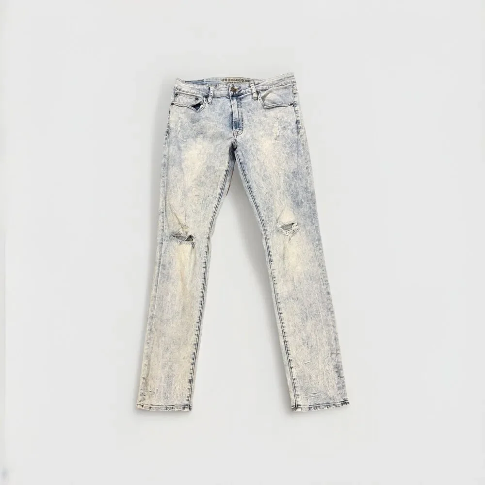 American Eagle Jeans Mens 34x32 Actual Blue  Distressed Denim Holes